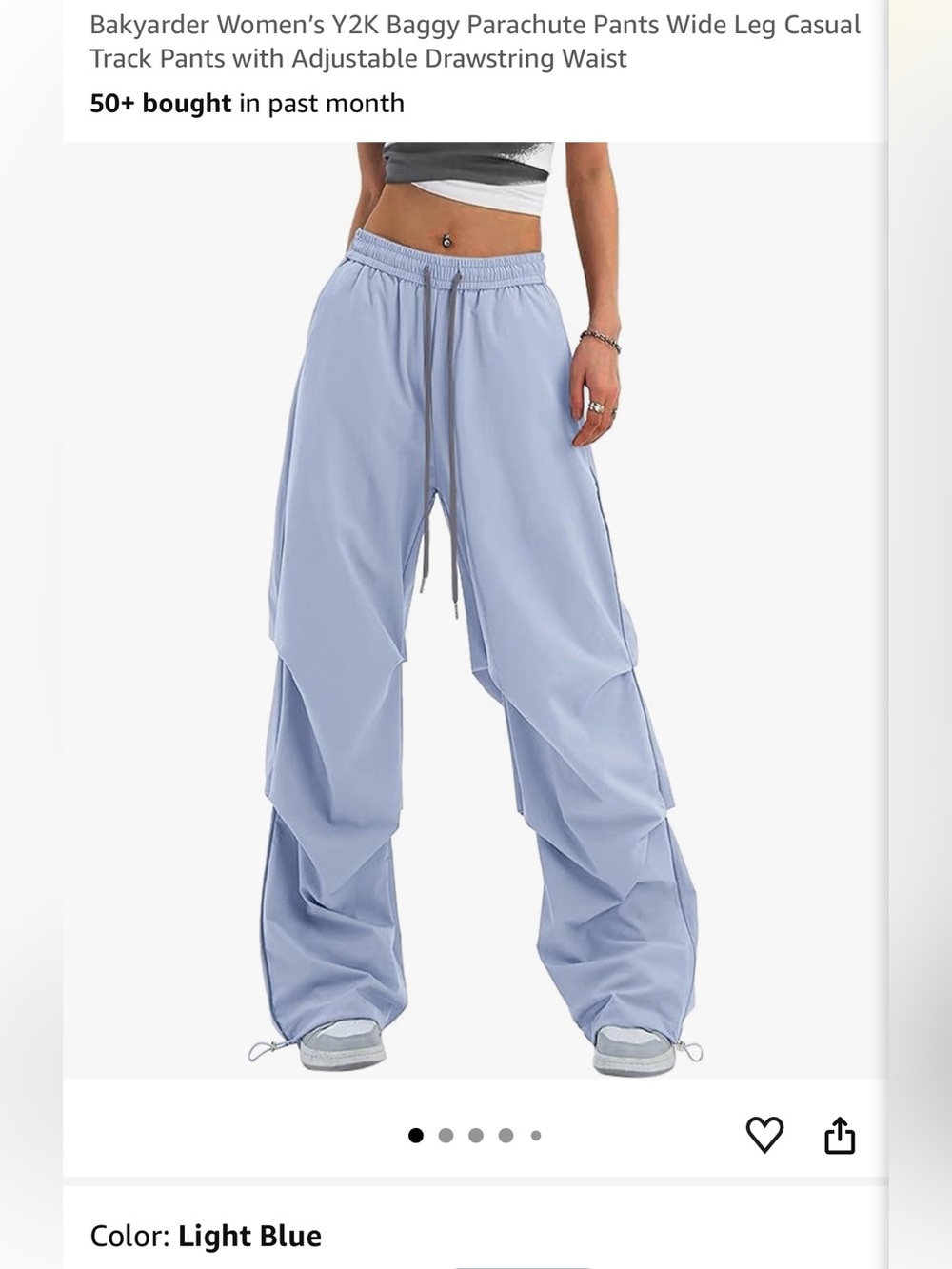 Light Blue Wide-Leg Drawstring Pants